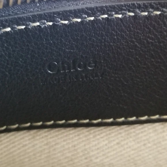 Chloe Edith Leather Crossbody Bag Black White Stitch - Picture 6 of 10